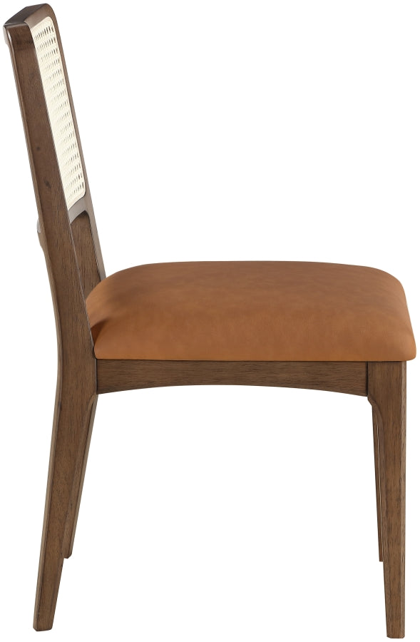 Atrium Cane Back And Vegan Leather Upholstered Seat Dining Chair in Cognac, Set of 2 - 88071Cognac-C