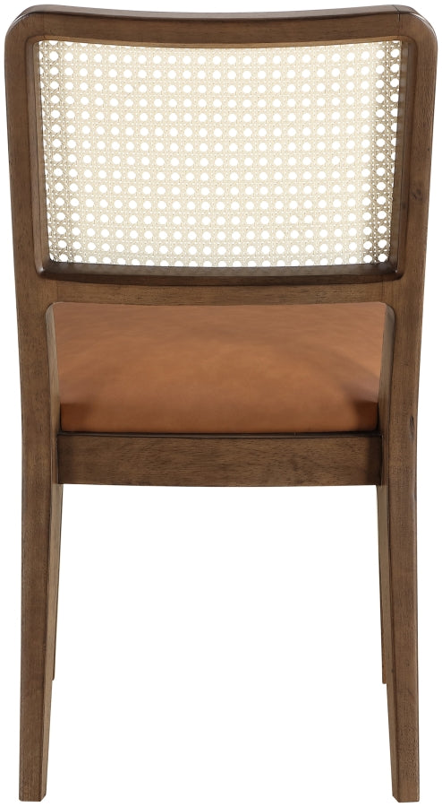 Atrium Cane Back And Vegan Leather Upholstered Seat Dining Chair in Cognac, Set of 2 - 88071Cognac-C