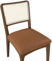 Atrium Cane Back And Vegan Leather Upholstered Seat Dining Chair in Cognac, Set of 2 - 88071Cognac-C