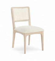 Atrium Cane Back And Vegan Leather Upholstered Seat Dining Chair in Cream, Set of 2 - 88070Cream-C