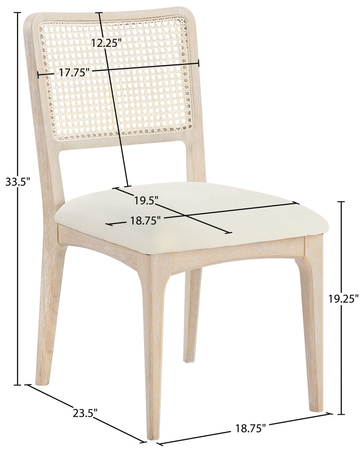 Atrium Cane Back And Vegan Leather Upholstered Seat Dining Chair in Cream, Set of 2 - 88070Cream-C