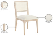 Atrium Cane Back And Vegan Leather Upholstered Seat Dining Chair in Cream, Set of 2 - 88070Cream-C