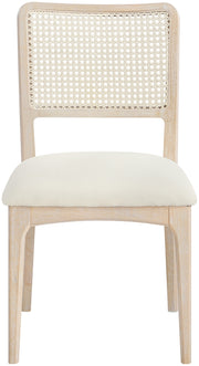 Atrium Cane Back And Vegan Leather Upholstered Seat Dining Chair in Cream, Set of 2 - 88070Cream-C
