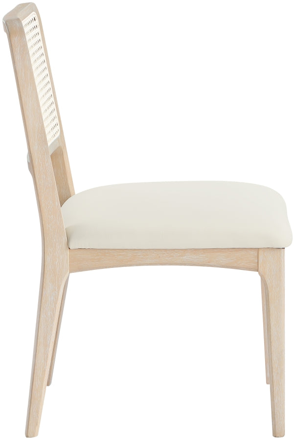 Atrium Cane Back And Vegan Leather Upholstered Seat Dining Chair in Cream, Set of 2 - 88070Cream-C