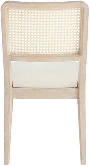 Atrium Cane Back And Vegan Leather Upholstered Seat Dining Chair in Cream, Set of 2 - 88070Cream-C