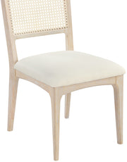 Atrium Cane Back And Vegan Leather Upholstered Seat Dining Chair in Cream, Set of 2 - 88070Cream-C
