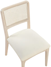 Atrium Cane Back And Vegan Leather Upholstered Seat Dining Chair in Cream, Set of 2 - 88070Cream-C