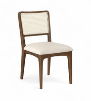 Atrium Cane Back And Vegan Leather Upholstered Seat Dining Chair in Cream, Set of 2 - 88071Cream-C