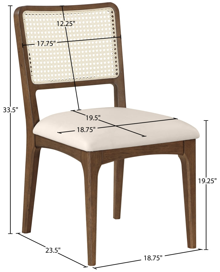 Atrium Cane Back And Vegan Leather Upholstered Seat Dining Chair in Cream, Set of 2 - 88071Cream-C