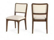 Atrium Cane Back And Vegan Leather Upholstered Seat Dining Chair in Cream, Set of 2 - 88071Cream-C