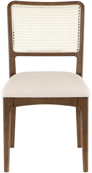 Atrium Cane Back And Vegan Leather Upholstered Seat Dining Chair in Cream, Set of 2 - 88071Cream-C