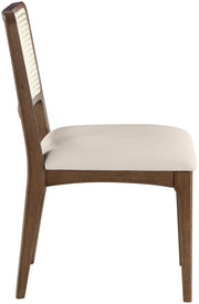 Atrium Cane Back And Vegan Leather Upholstered Seat Dining Chair in Cream, Set of 2 - 88071Cream-C