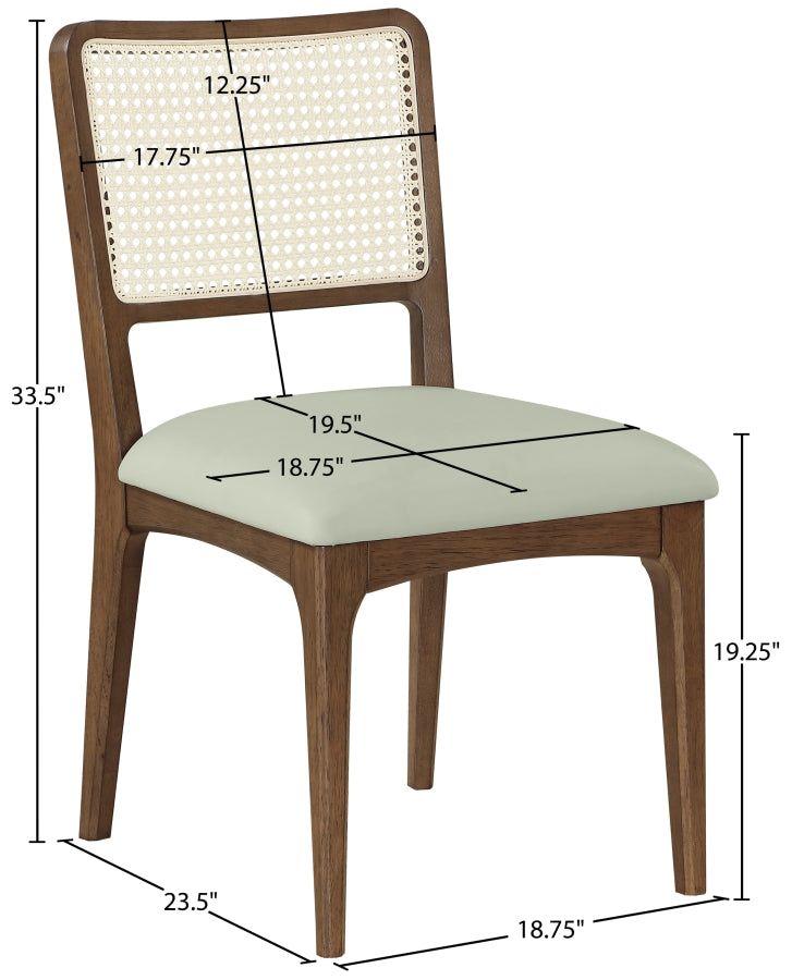 Atrium Cane Back And Vegan Leather Upholstered Seat Dining Chair in Mint, Set of 2 - 88071Mint-C