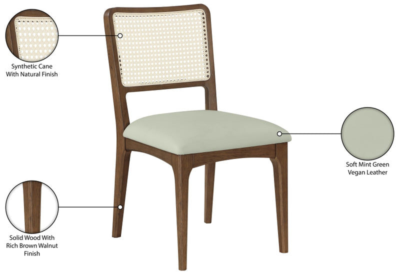 Atrium Cane Back And Vegan Leather Upholstered Seat Dining Chair in Mint, Set of 2 - 88071Mint-C