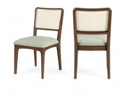 Atrium Cane Back And Vegan Leather Upholstered Seat Dining Chair in Mint, Set of 2 - 88071Mint-C