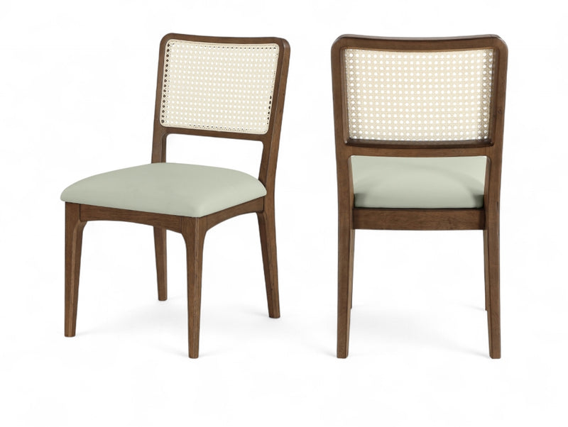 Atrium Cane Back And Vegan Leather Upholstered Seat Dining Chair in Mint, Set of 2 - 88071Mint-C