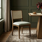 Atrium Cane Back And Vegan Leather Upholstered Seat Dining Chair in Mint, Set of 2 - 88071Mint-C