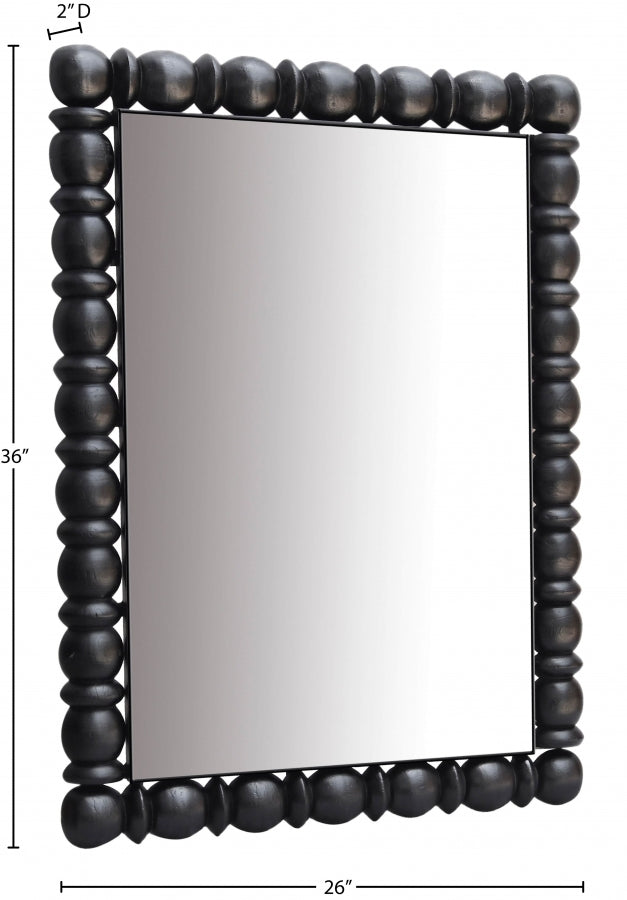 Aubrey Acacia Wood Frame Mirror in Black - 437Black-36M