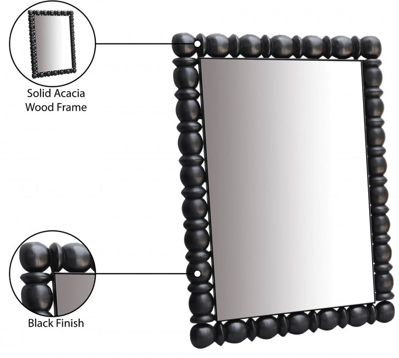 Aubrey Acacia Wood Frame Mirror in Black - 437Black-36M