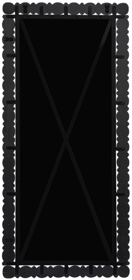 Aubrey Acacia Wood Frame Mirror in Black - 437Black-65M