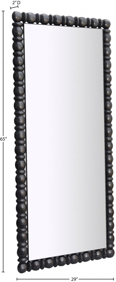 Aubrey Acacia Wood Frame Mirror in Black - 437Black-65M