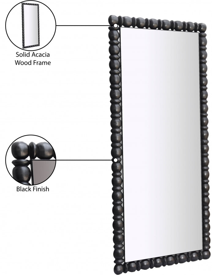 Aubrey Acacia Wood Frame Mirror in Black - 437Black-65M