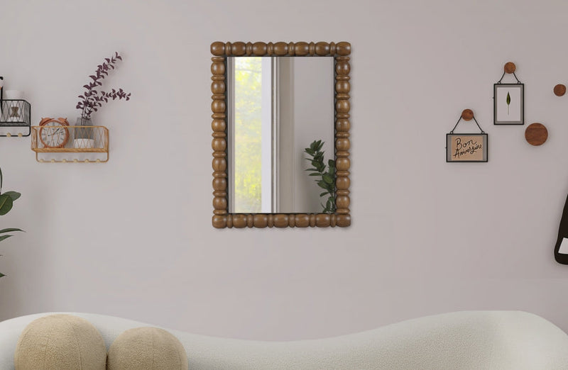 Aubrey Acacia Wood Frame Mirror in Brown - 437Brown-36M