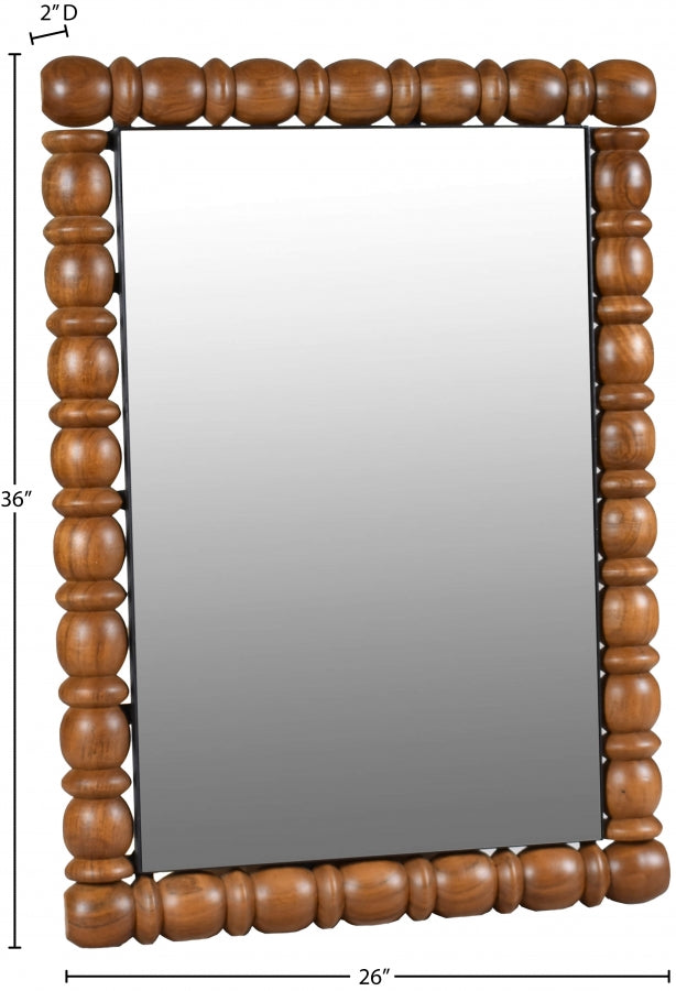 Aubrey Acacia Wood Frame Mirror in Brown - 437Brown-36M