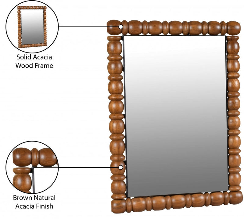 Aubrey Acacia Wood Frame Mirror in Brown - 437Brown-36M