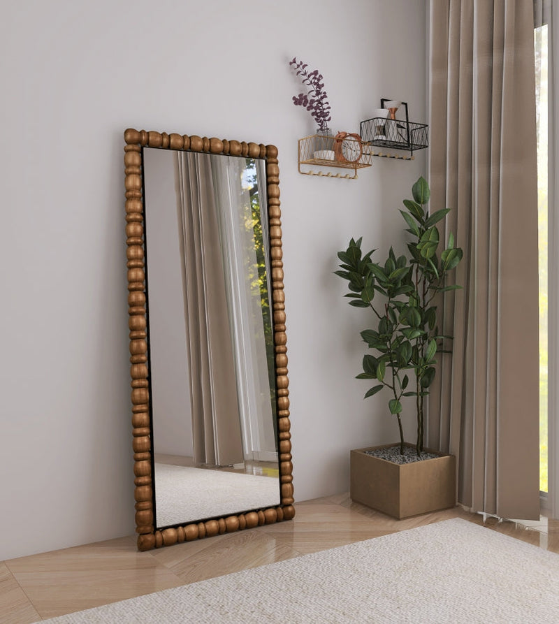 Aubrey Acacia Wood Frame Mirror in Brown - 437Brown-65M