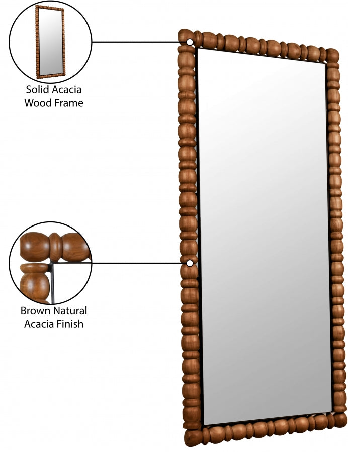 Aubrey Acacia Wood Frame Mirror in Brown - 437Brown-65M