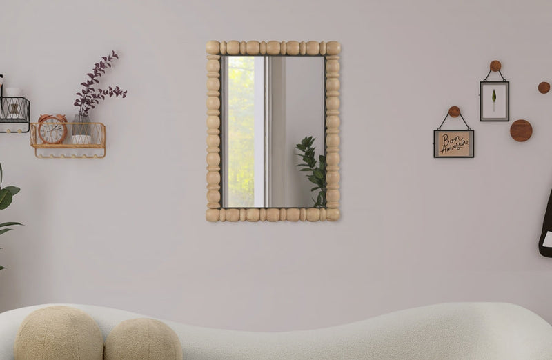 Aubrey Acacia Wood Frame Mirror in Natural - 437Oak-36M