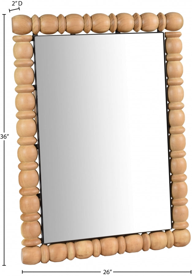 Aubrey Acacia Wood Frame Mirror in Natural - 437Oak-36M