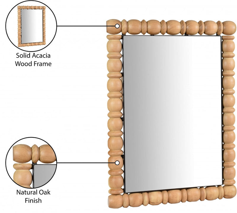 Aubrey Acacia Wood Frame Mirror in Natural - 437Oak-36M