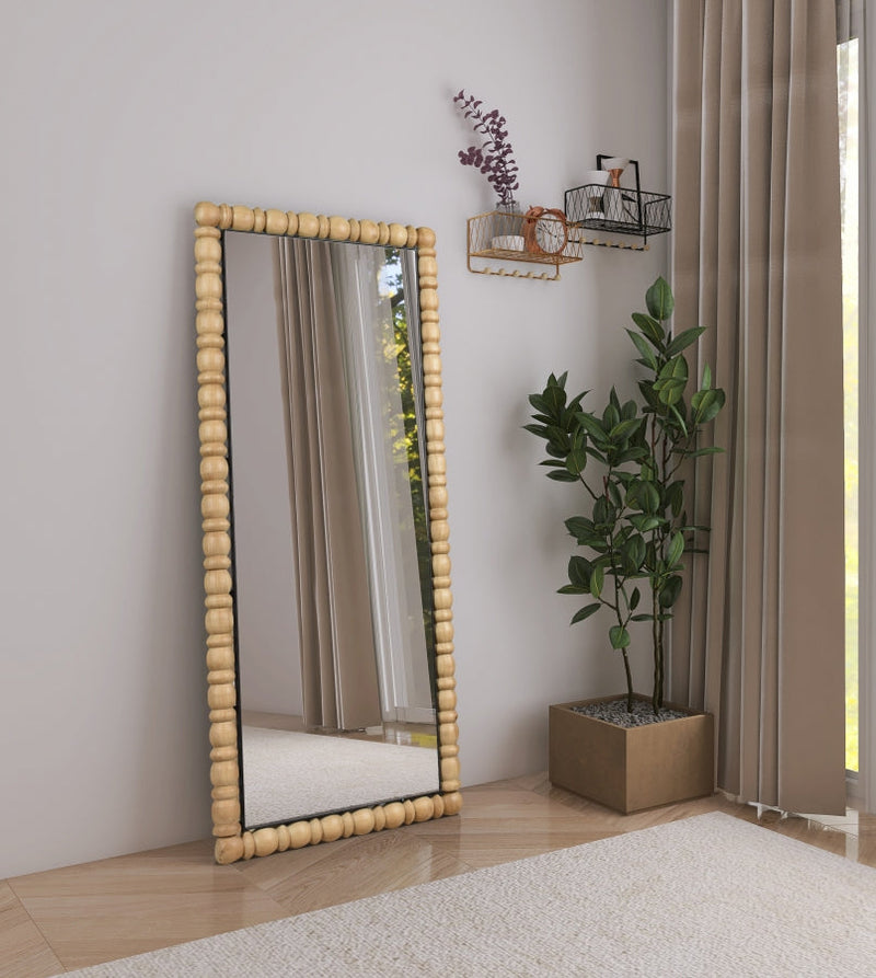 Aubrey Acacia Wood Frame Mirror in Natural - 437Oak-65M