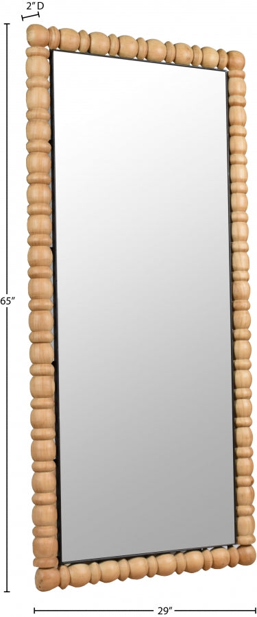 Aubrey Acacia Wood Frame Mirror in Natural - 437Oak-65M