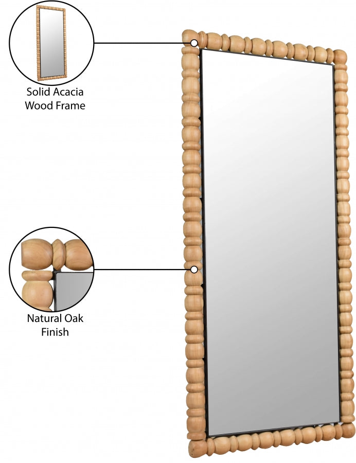 Aubrey Acacia Wood Frame Mirror in Natural - 437Oak-65M