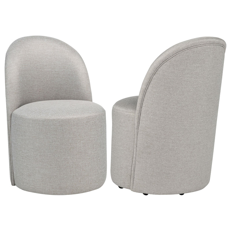 Aubrey Upholstered Barrel Dining Side Chair Beige (Set of 2) - 107062BEI