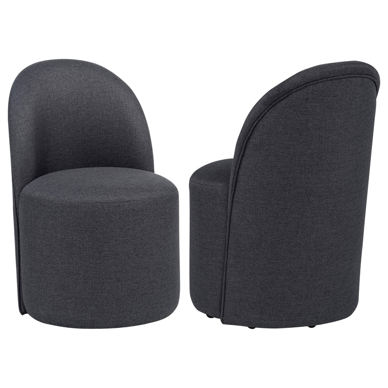 Aubrey Upholstered Barrel Dining Side Chair Charcoal (Set of 2) - 107062CHAR