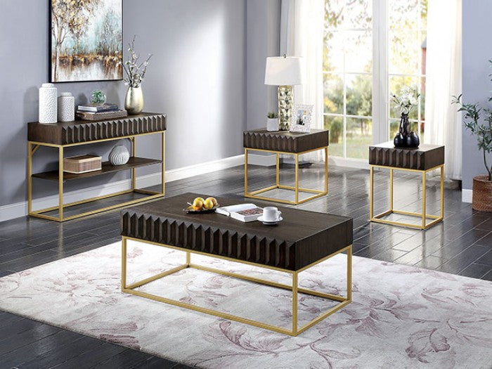 Augsburg Walnut/Gold End Table - CM4545WN-E