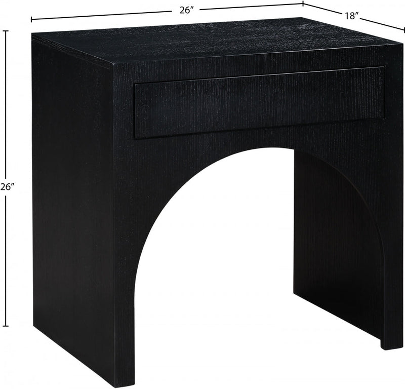 August Oak Veneer Nightstand in Black - 388Black-NS