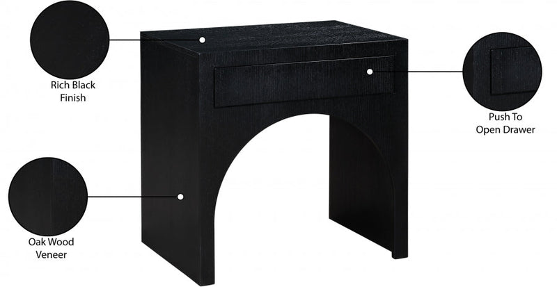 August Oak Veneer Nightstand in Black - 388Black-NS