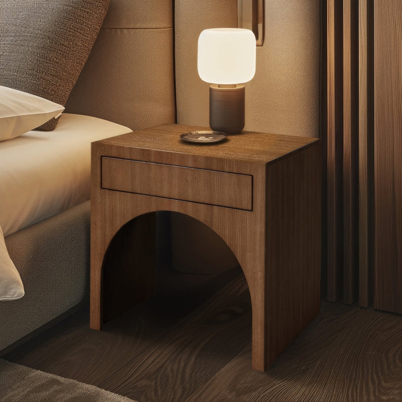 August Oak Veneer Nightstand in Brown - 388Walnut-NS