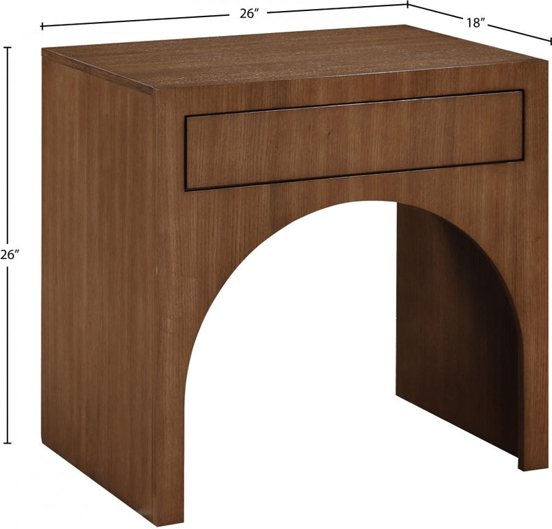August Oak Veneer Nightstand in Brown - 388Walnut-NS