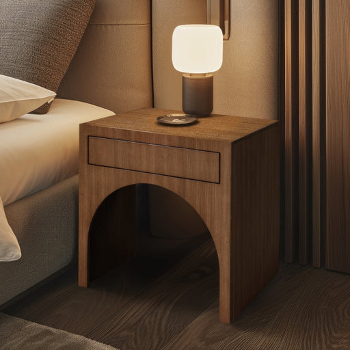 August Oak Veneer Nightstand in Brown - 388Walnut-NS