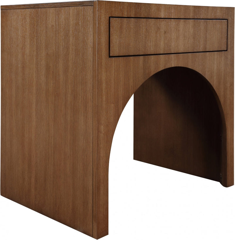August Oak Veneer Nightstand in Brown - 388Walnut-NS