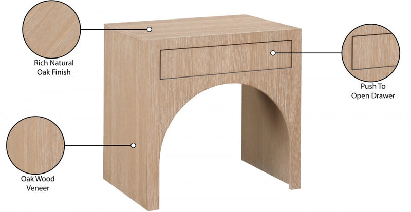 August Oak Veneer Nightstand in Natural - 388Oak-NS