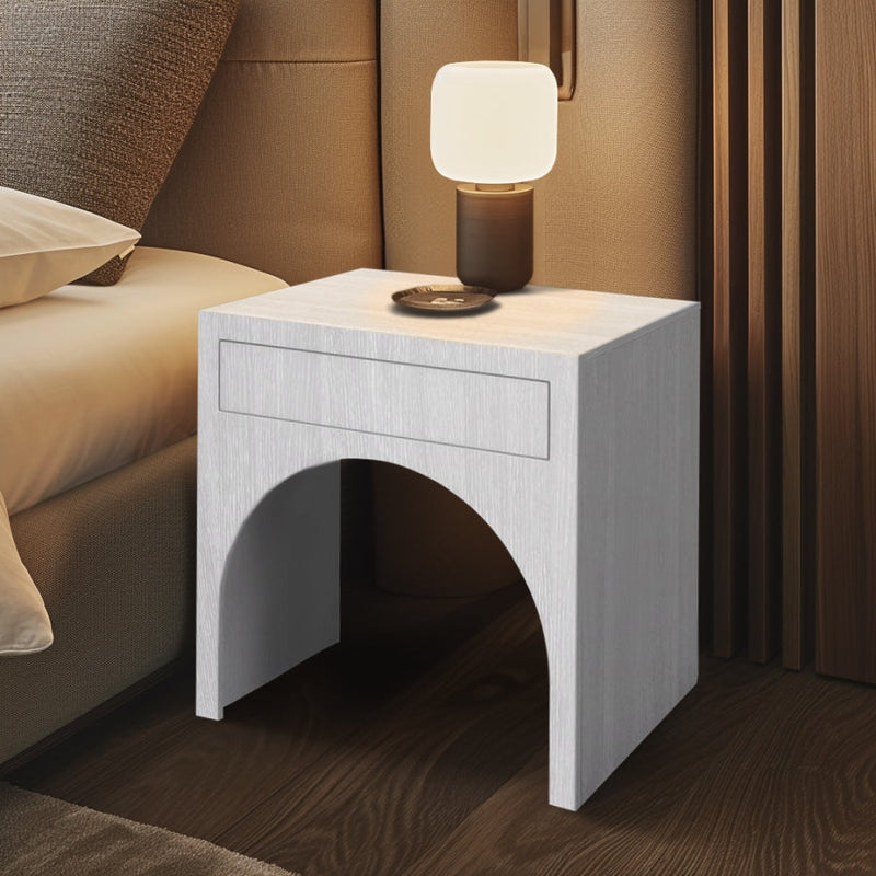 August Oak Veneer Nightstand in White - 388White-NS