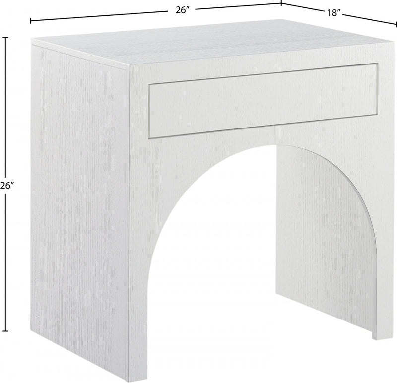 August Oak Veneer Nightstand in White - 388White-NS