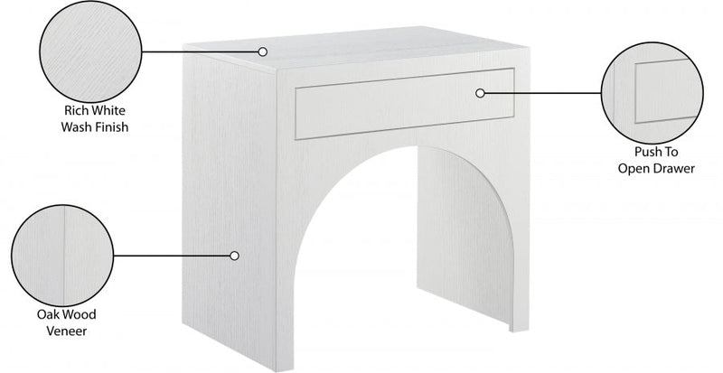 August Oak Veneer Nightstand in White - 388White-NS